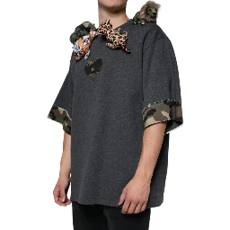Gray Camouflage Animal Stuff Cotton T-shirt