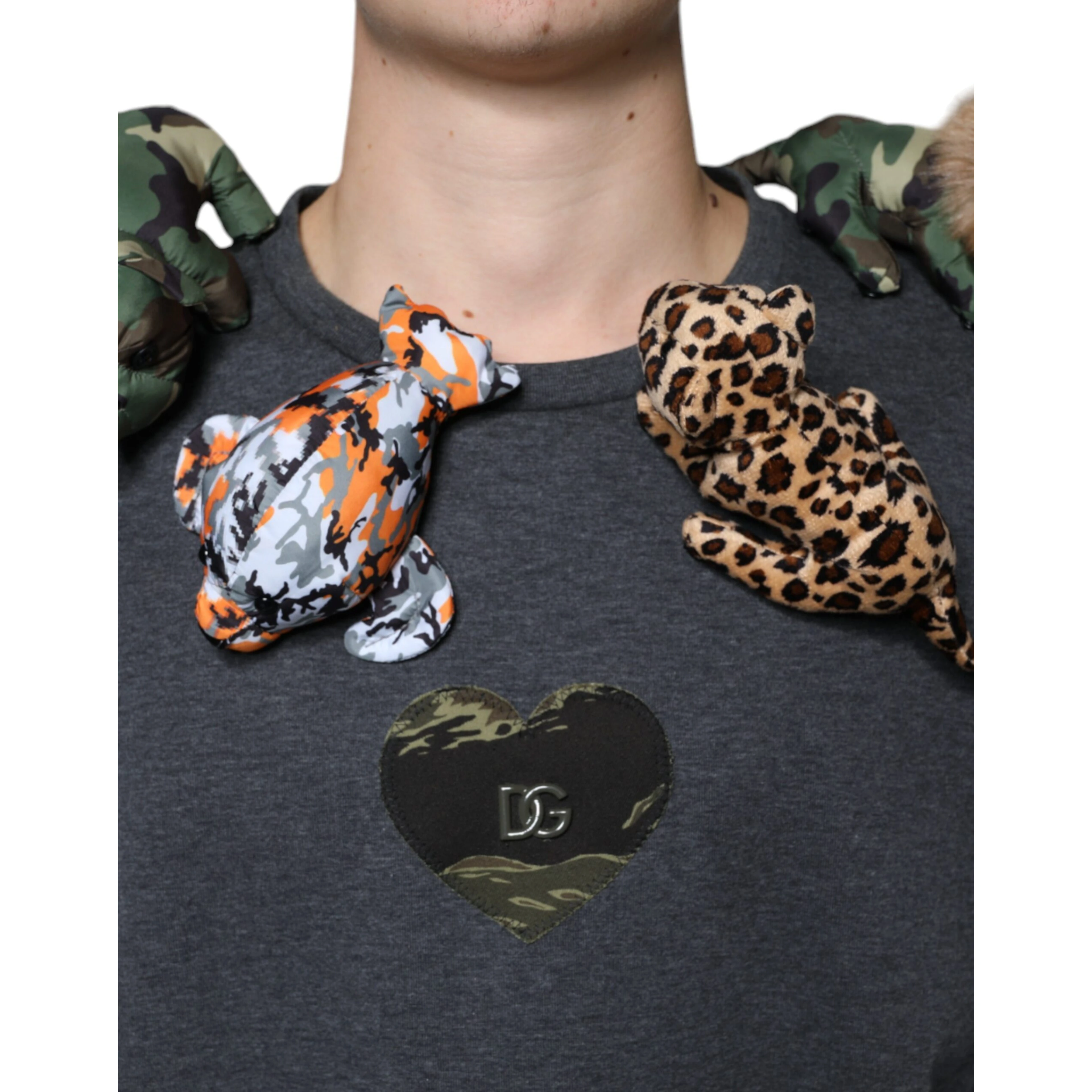 Gray Camouflage Animal Stuff Cotton T-shirt
