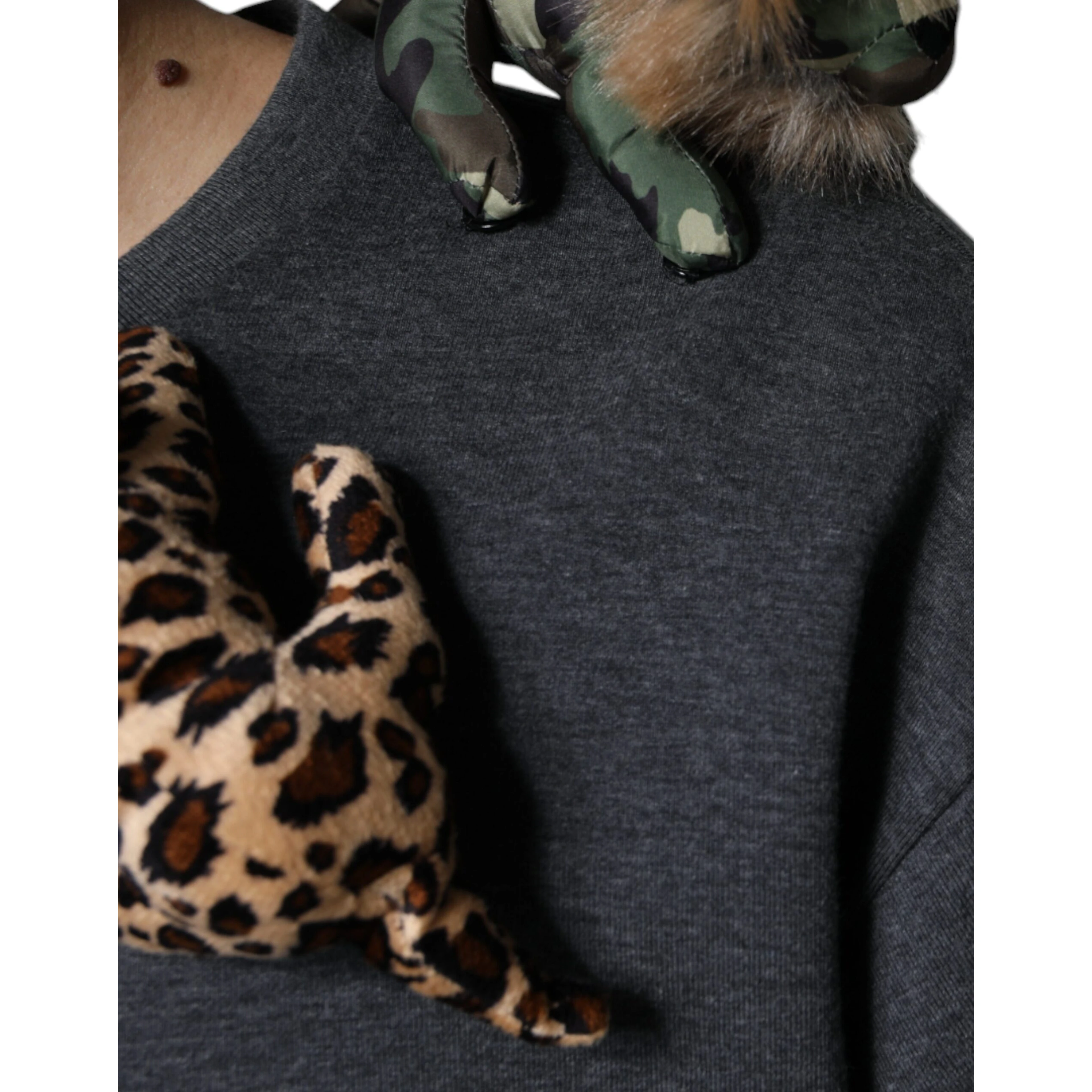 Gray Camouflage Animal Stuff Cotton T-shirt