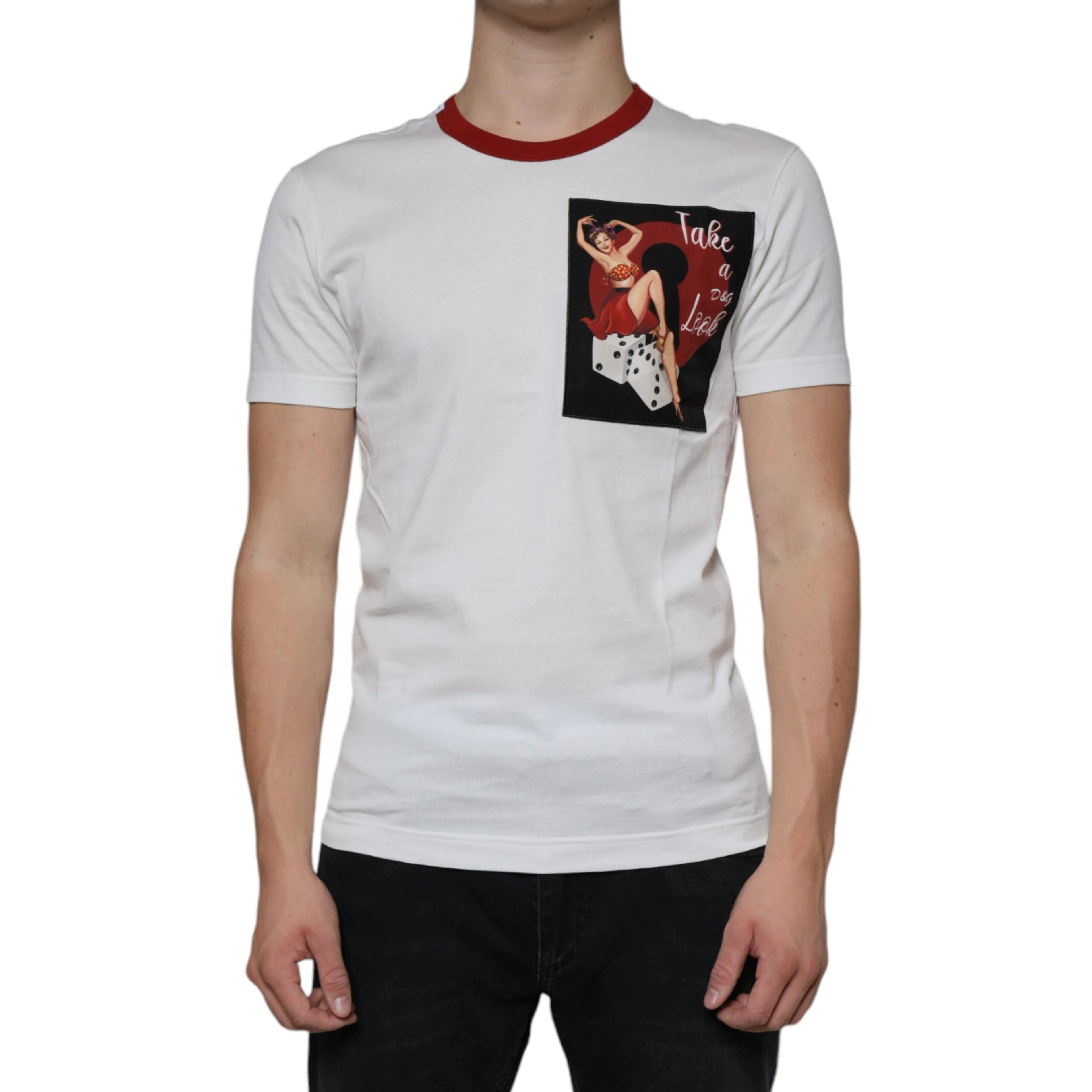 White Graphic Print Cotton Crew Neck T-shirt