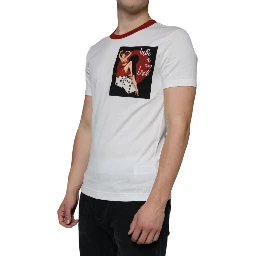 White Graphic Print Cotton Crew Neck T-shirt