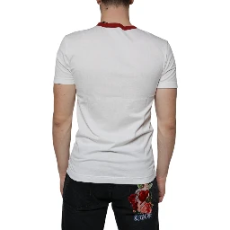 White Graphic Print Cotton Crew Neck T-shirt