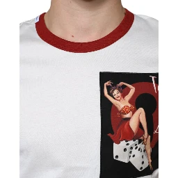White Graphic Print Cotton Crew Neck T-shirt