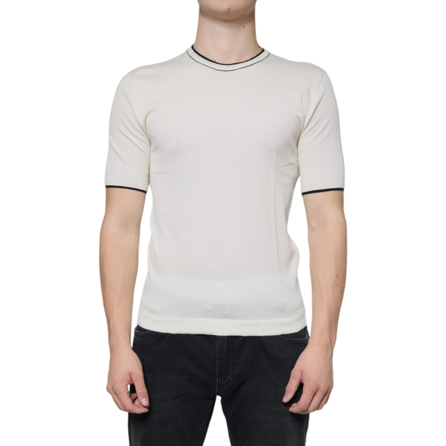 Off White Cashmere Short Sleeves T-shirt
