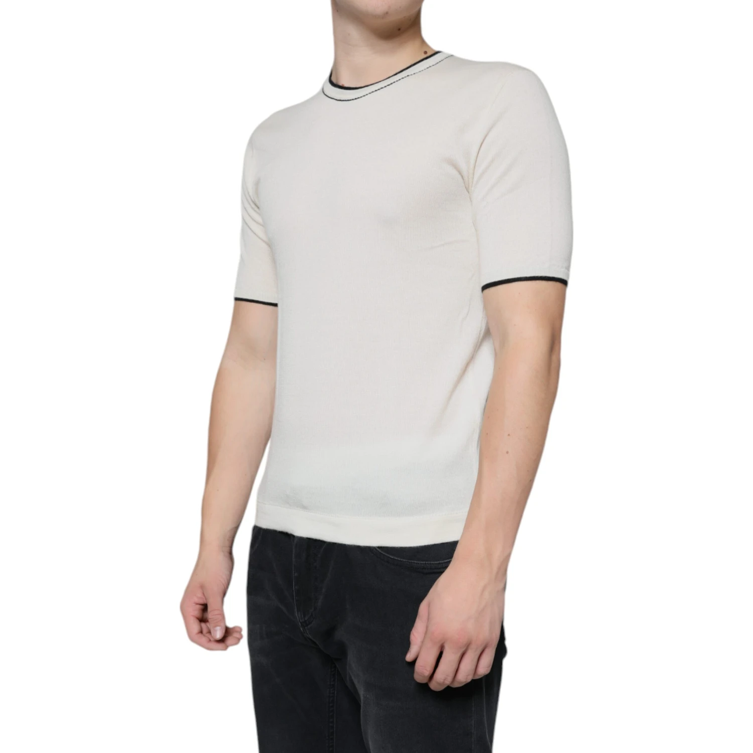 Off White Cashmere Short Sleeves T-shirt
