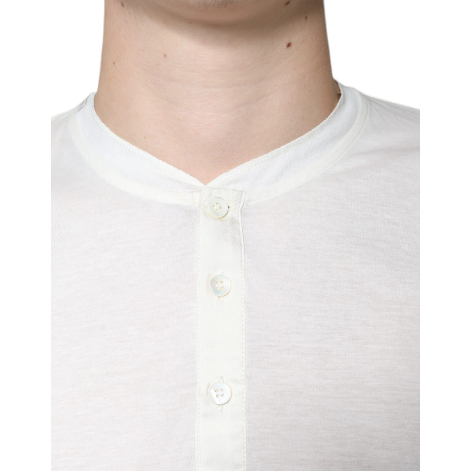 Off White Cotton Short Sleeves T-shirt