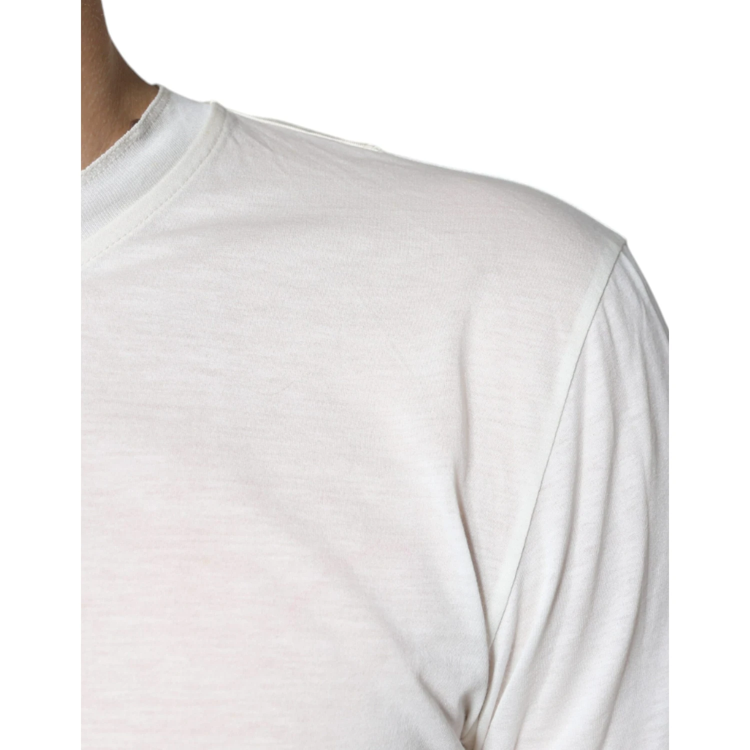 Off White Cotton Short Sleeves T-shirt