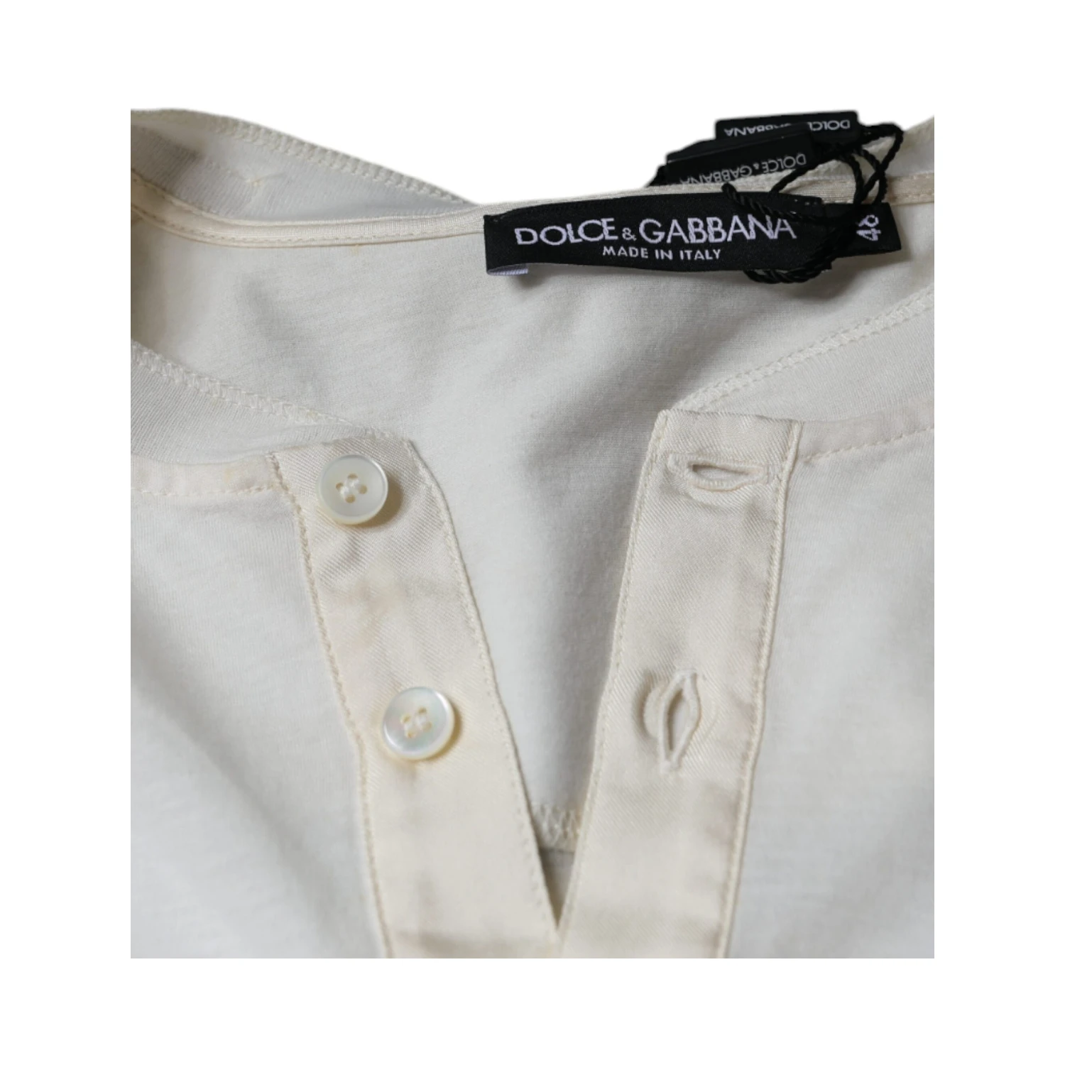 Off White Cotton Short Sleeves T-shirt