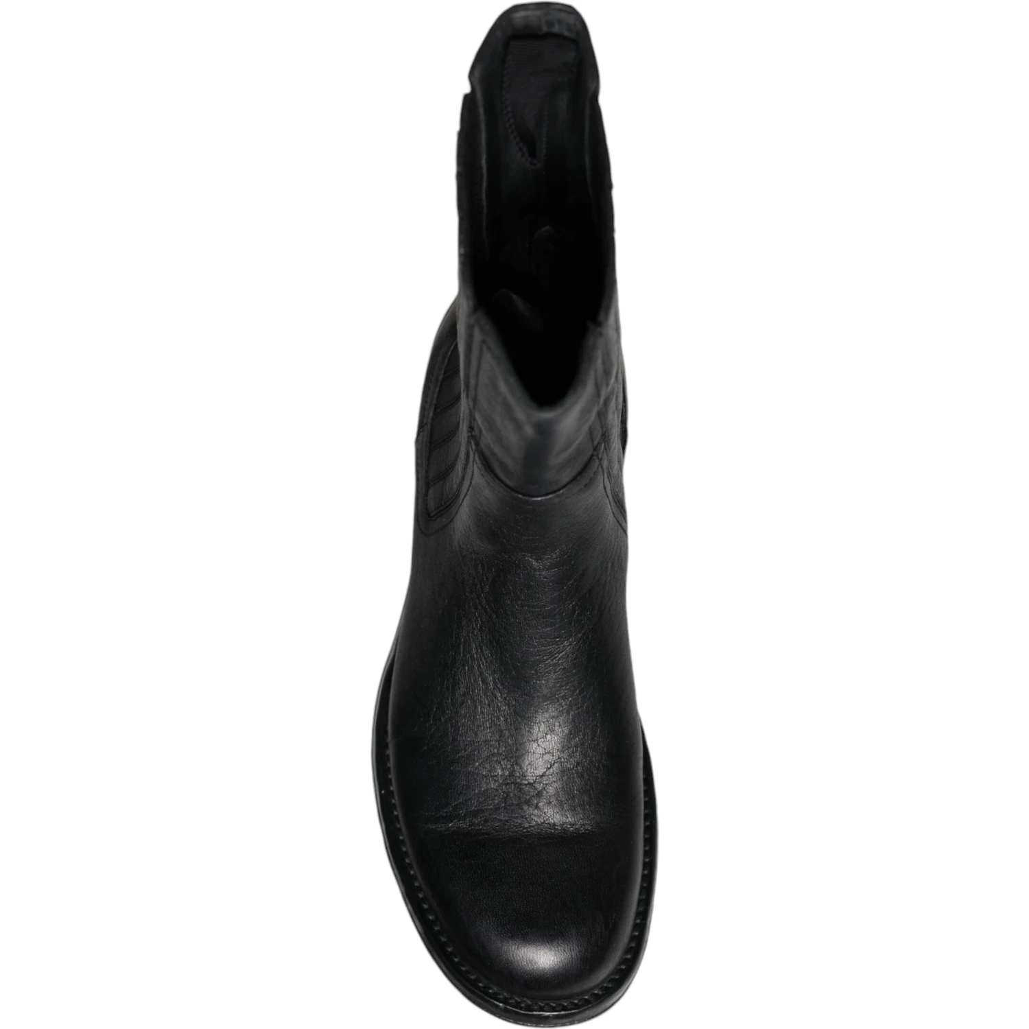 Black Horse Leather Mid Calf Boots Shoes