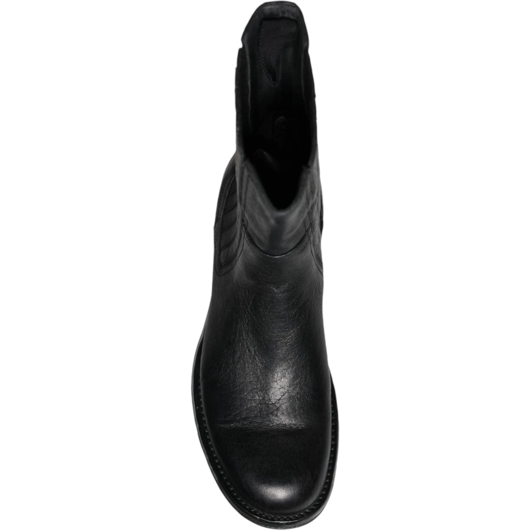 Black Horse Leather Mid Calf Boots Shoes