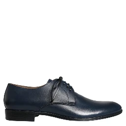 Navy Blue Leather Derby Dress Formal Shoes