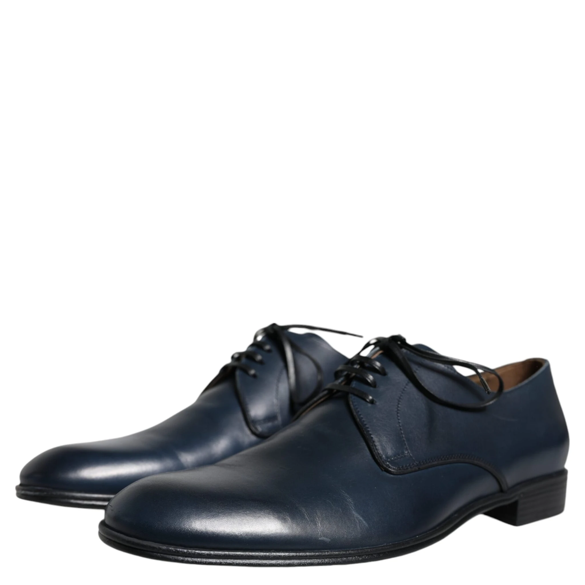 Navy Blue Leather Derby Dress Formal Shoes