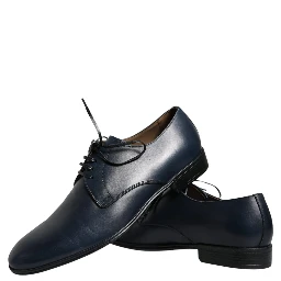 Navy Blue Leather Derby Dress Formal Shoes