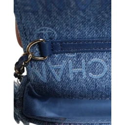 Denim Mood Flap Micro Logo Printed Fringed Shoulder Bag