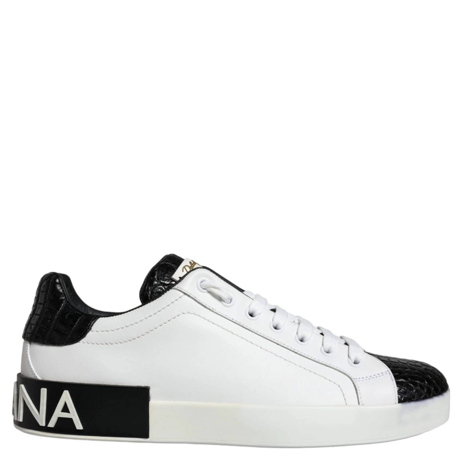 Black Leather Logo Portofino Sneaker Shoes