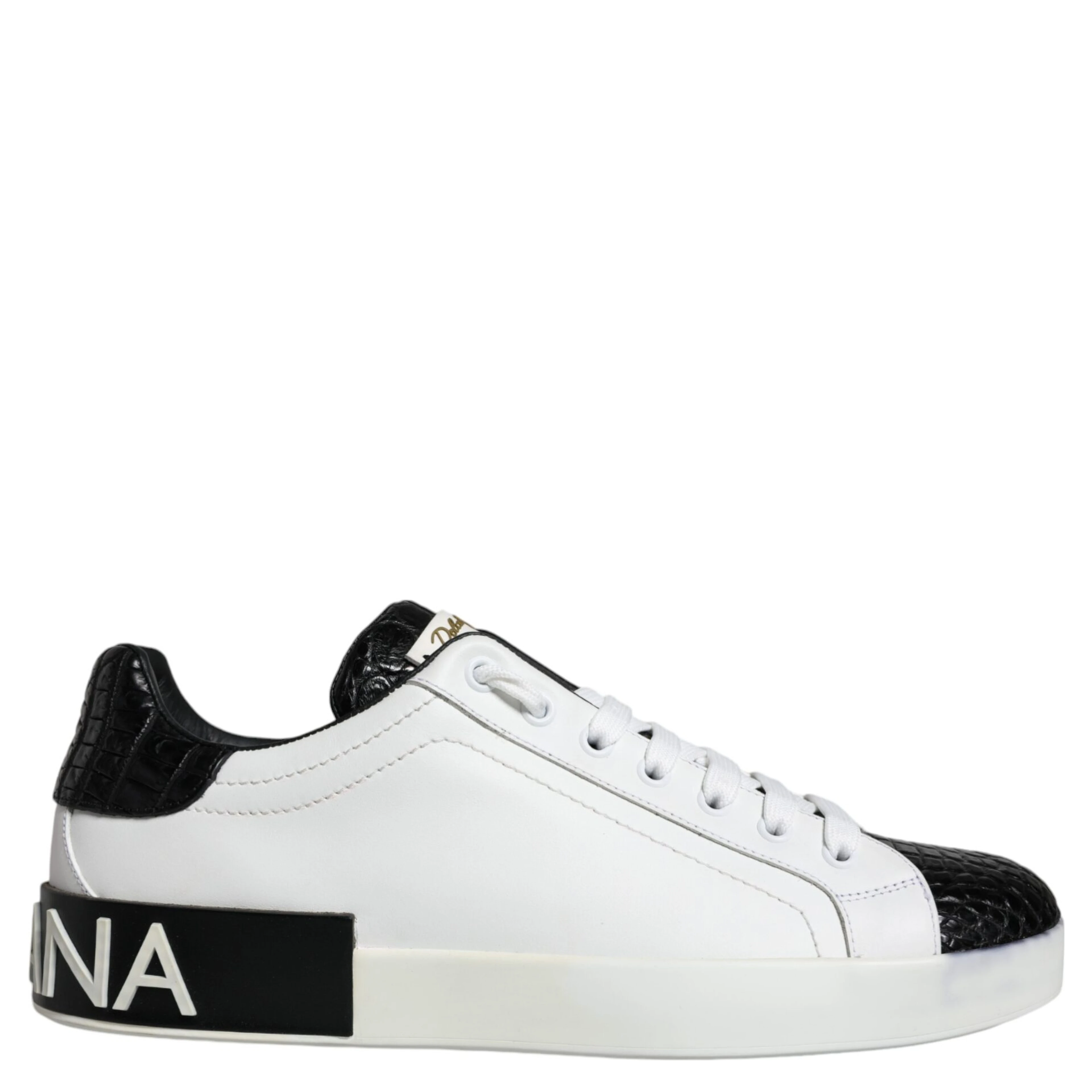 Black Leather Logo Portofino Sneaker Shoes
