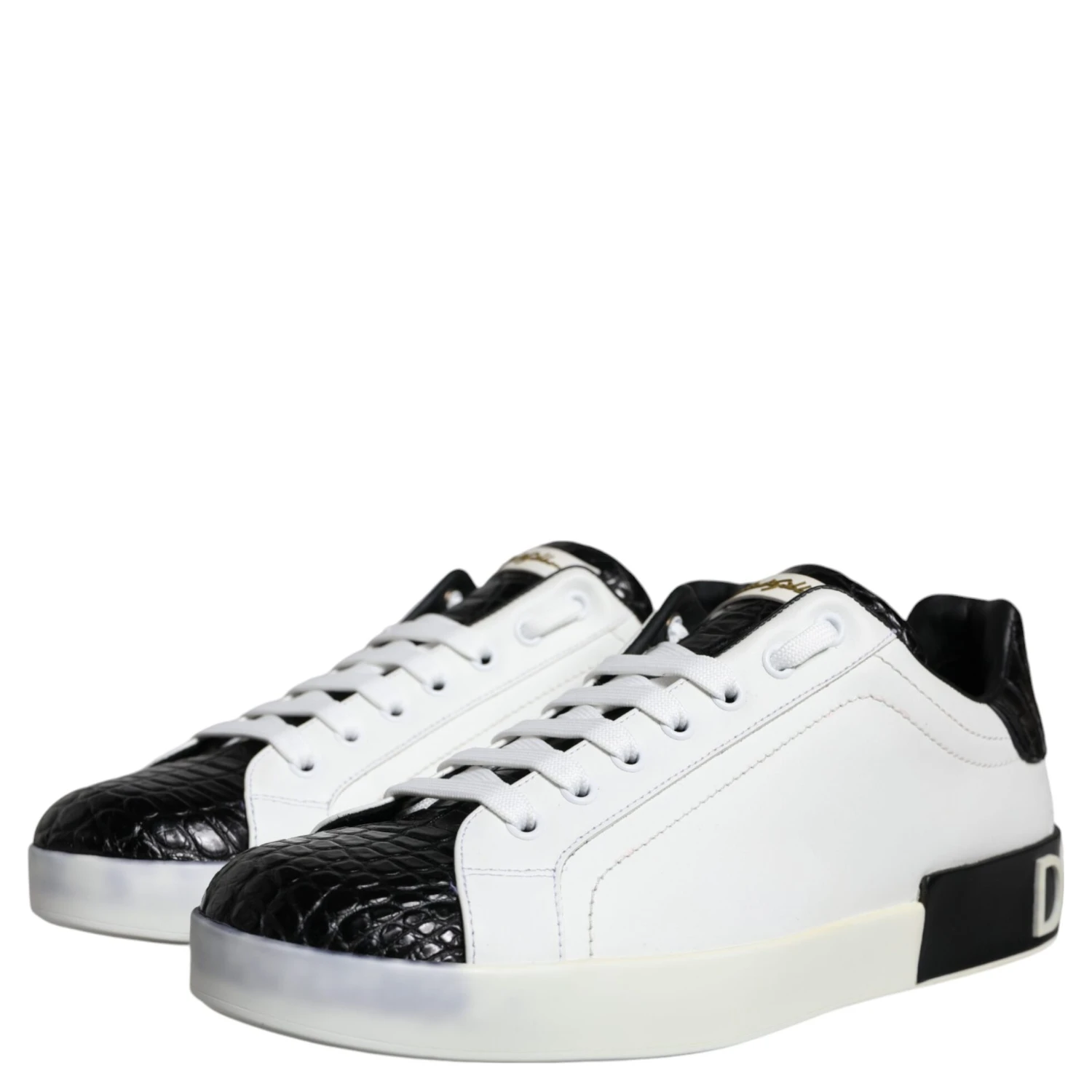 Black Leather Logo Portofino Sneaker Shoes