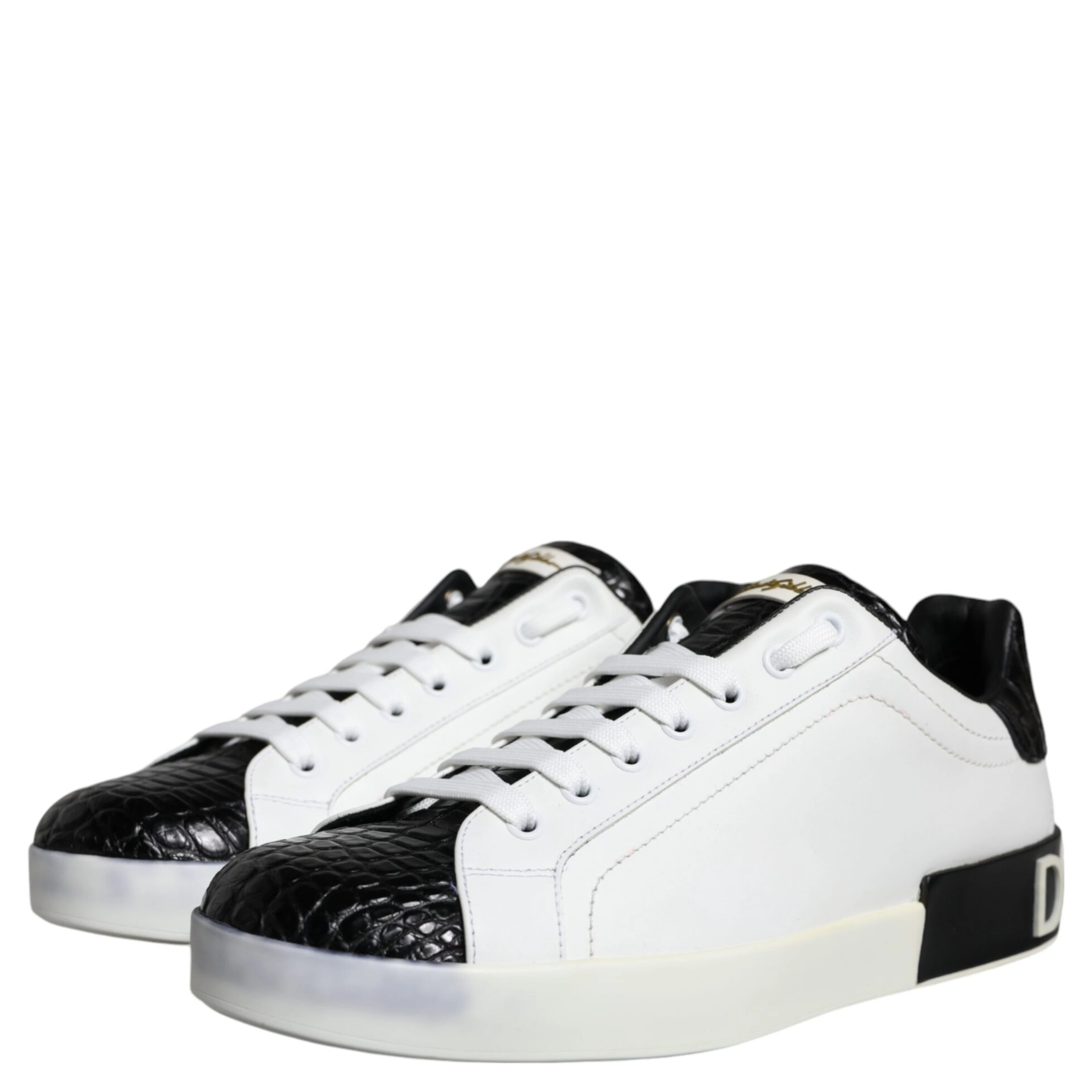 Black Leather Logo Portofino Sneaker Shoes