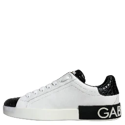 Black Leather Logo Portofino Sneaker Shoes