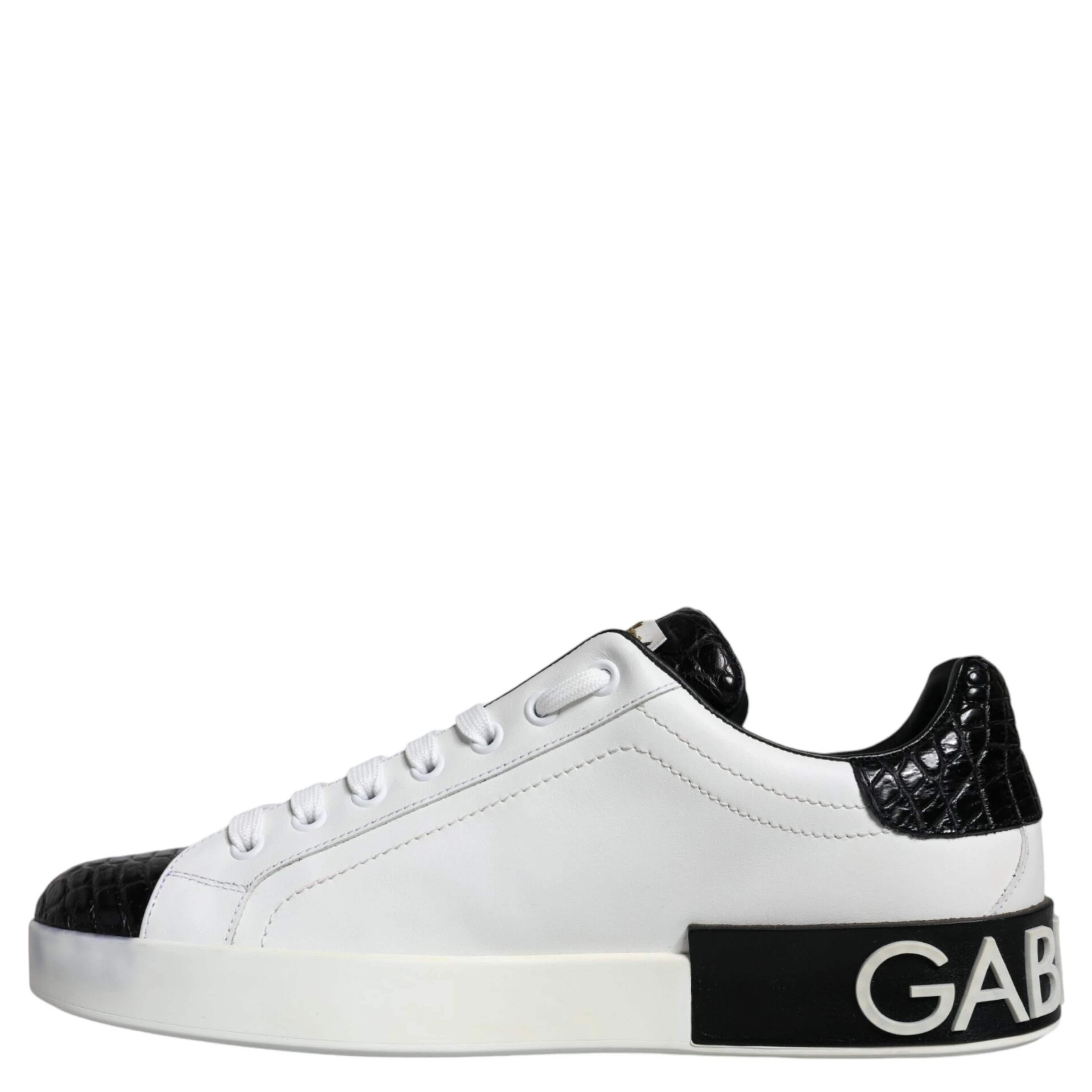 Black Leather Logo Portofino Sneaker Shoes