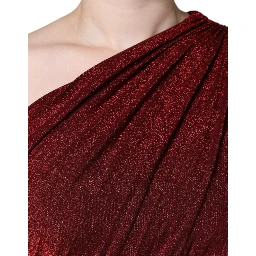 Red One Shoulder Pleated A-line Mini Dress