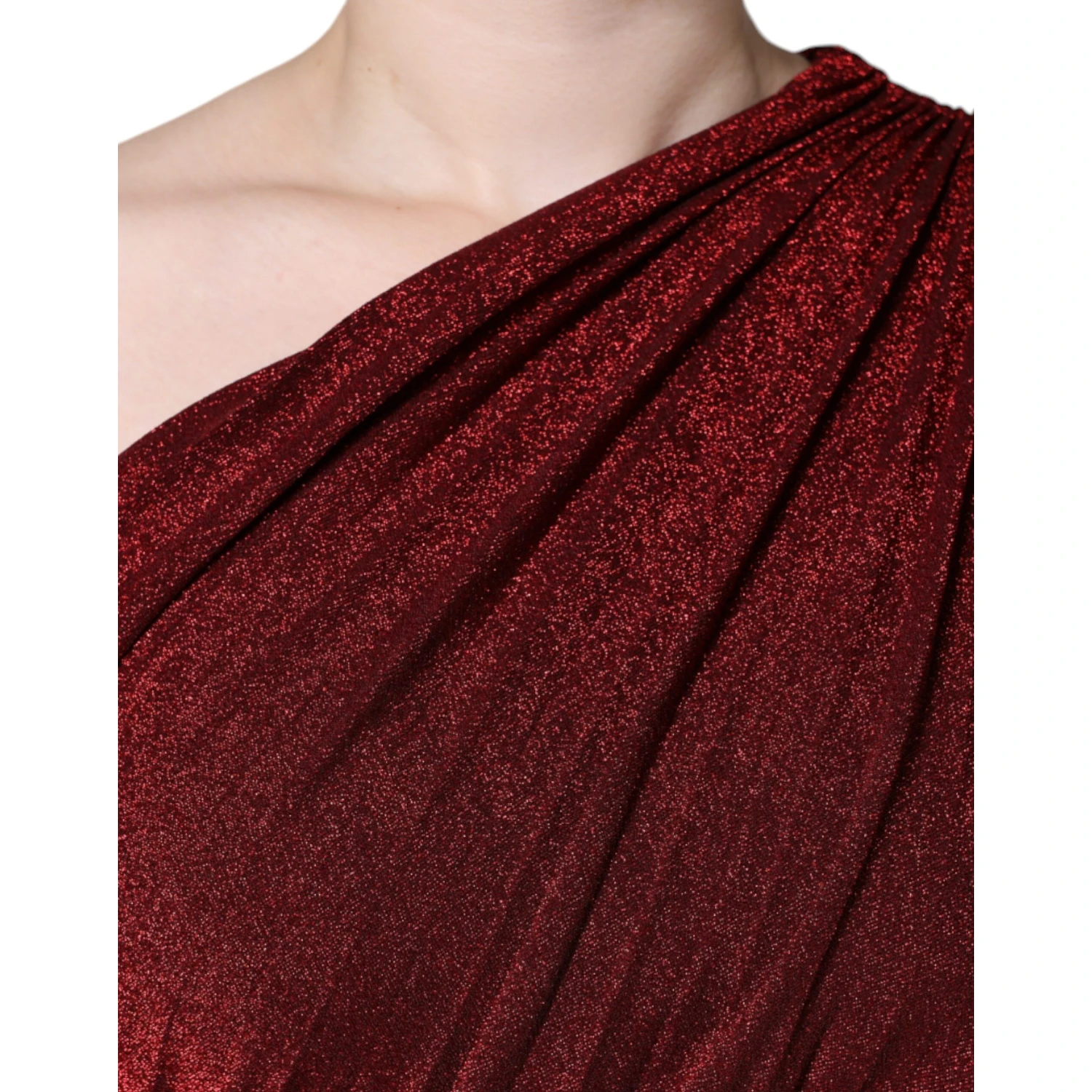 Red One Shoulder Pleated A-line Mini Dress