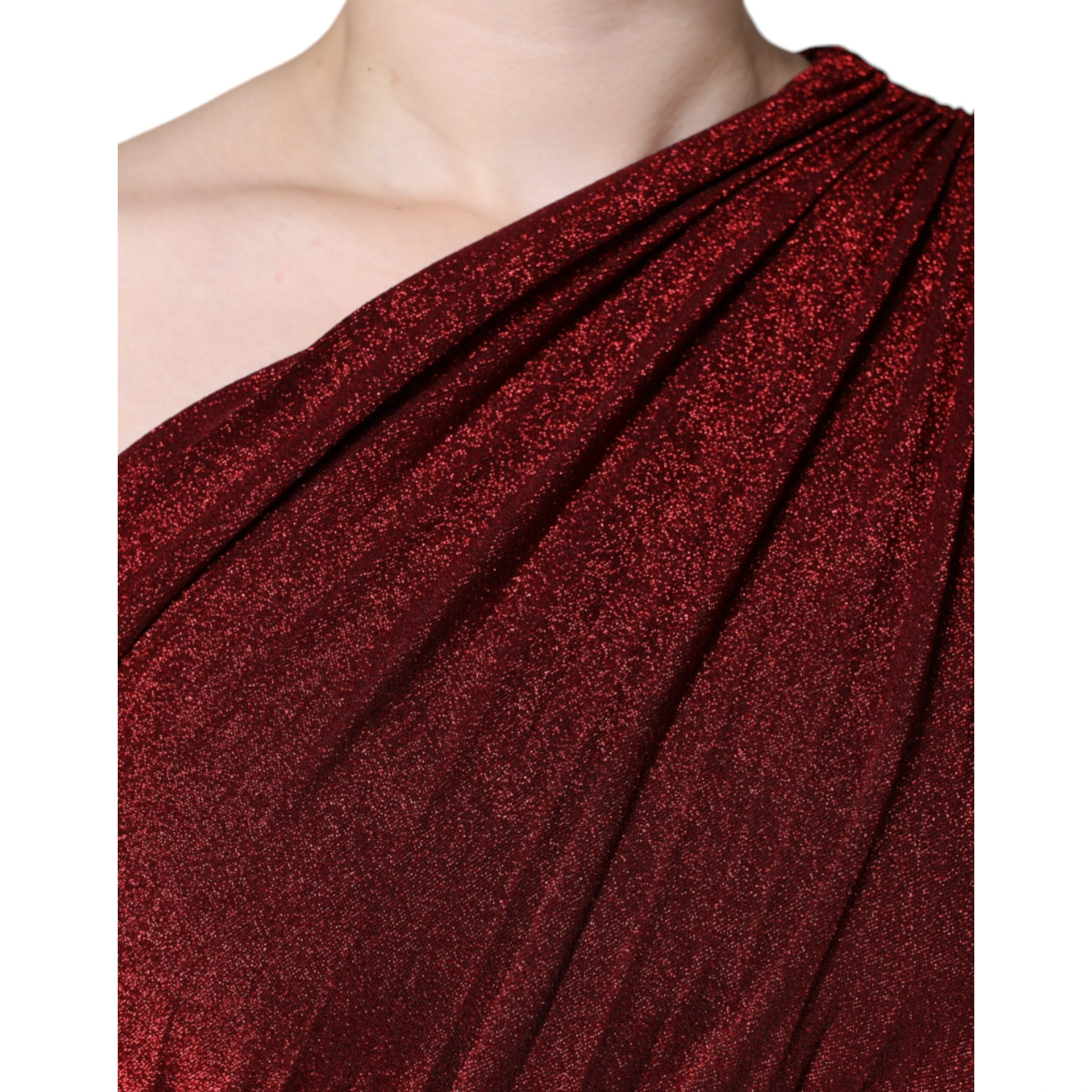 Red One Shoulder Pleated A-line Mini Dress