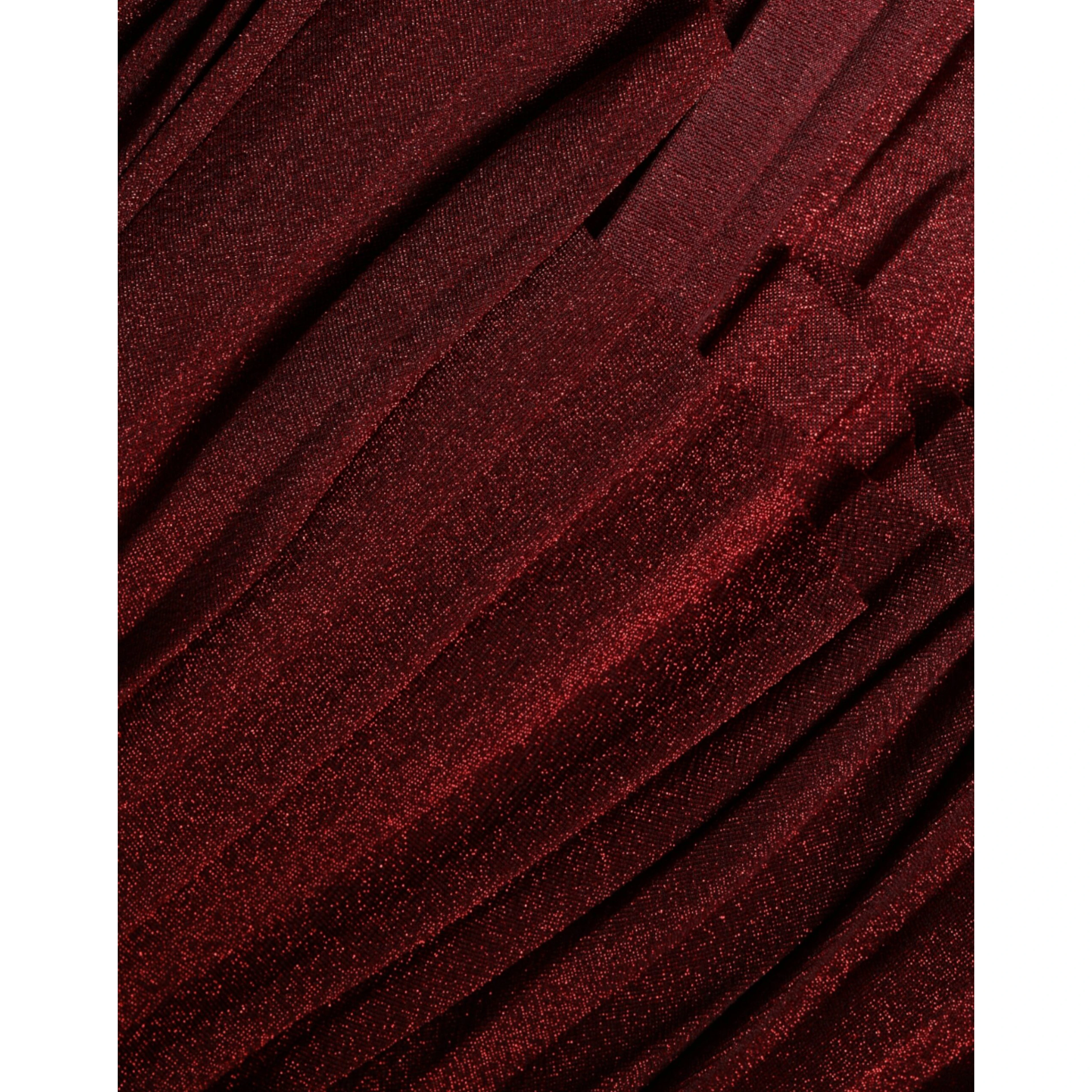 Red One Shoulder Pleated A-line Mini Dress