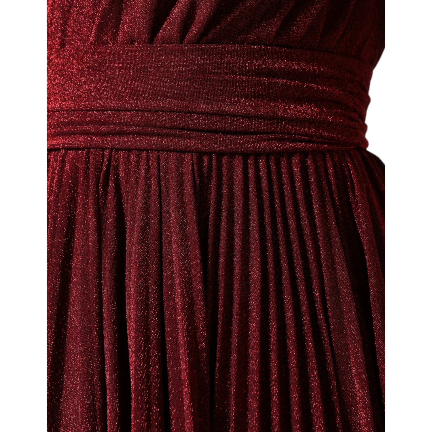 Red One Shoulder Pleated A-line Mini Dress