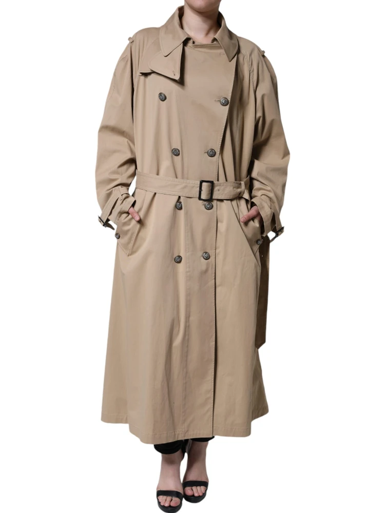 Khaki Double Breasted Trench Coat Jacket