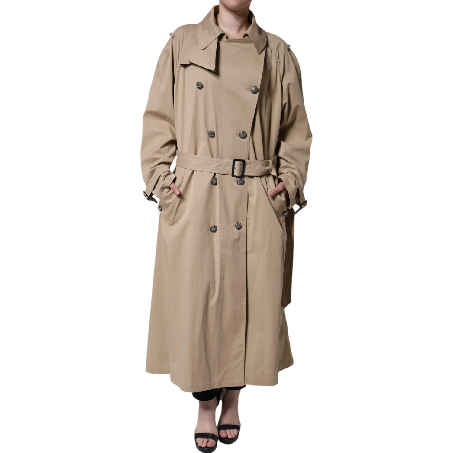 Khaki Double Breasted Trench Coat Jacket