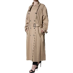 Khaki Double Breasted Trench Coat Jacket