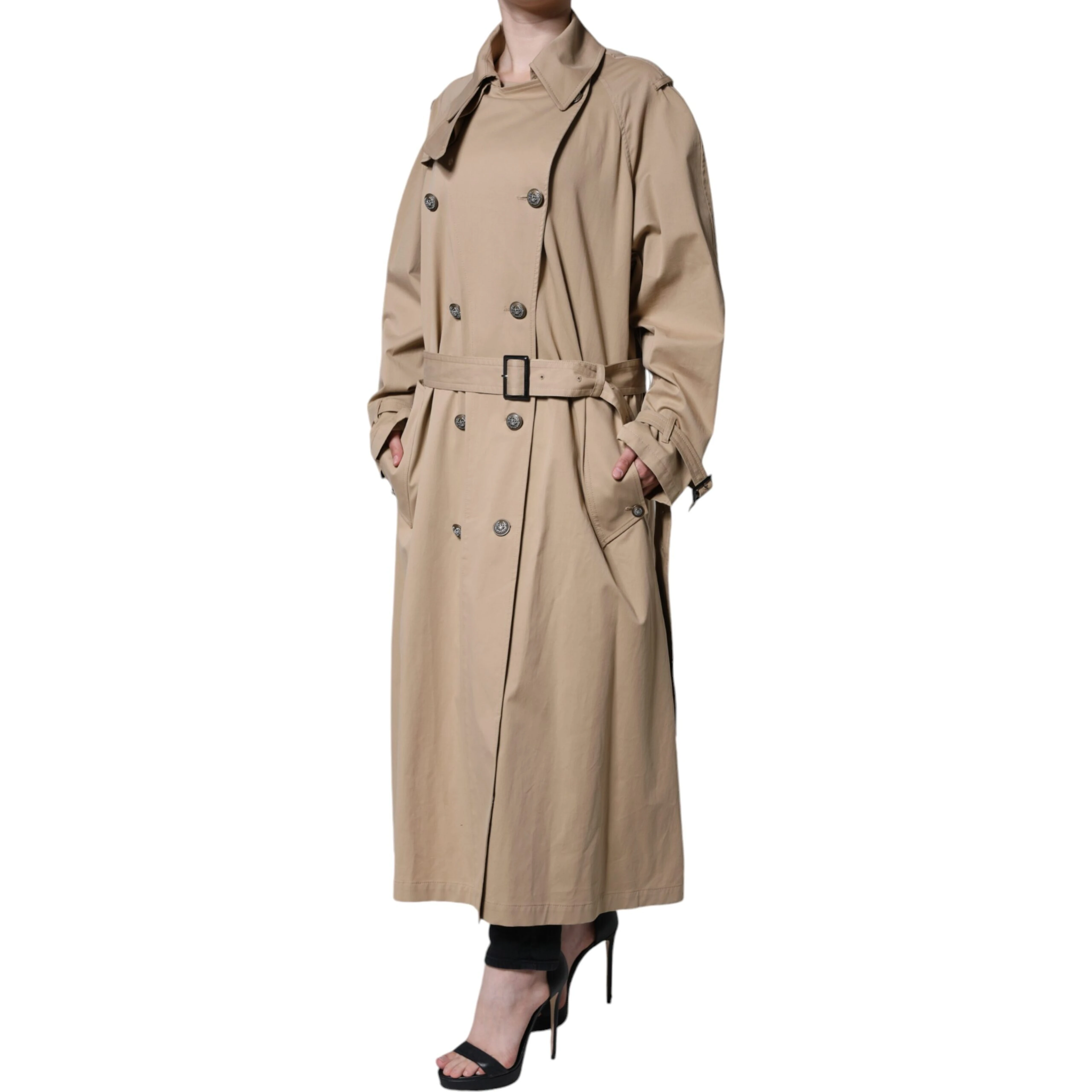 Khaki Double Breasted Trench Coat Jacket