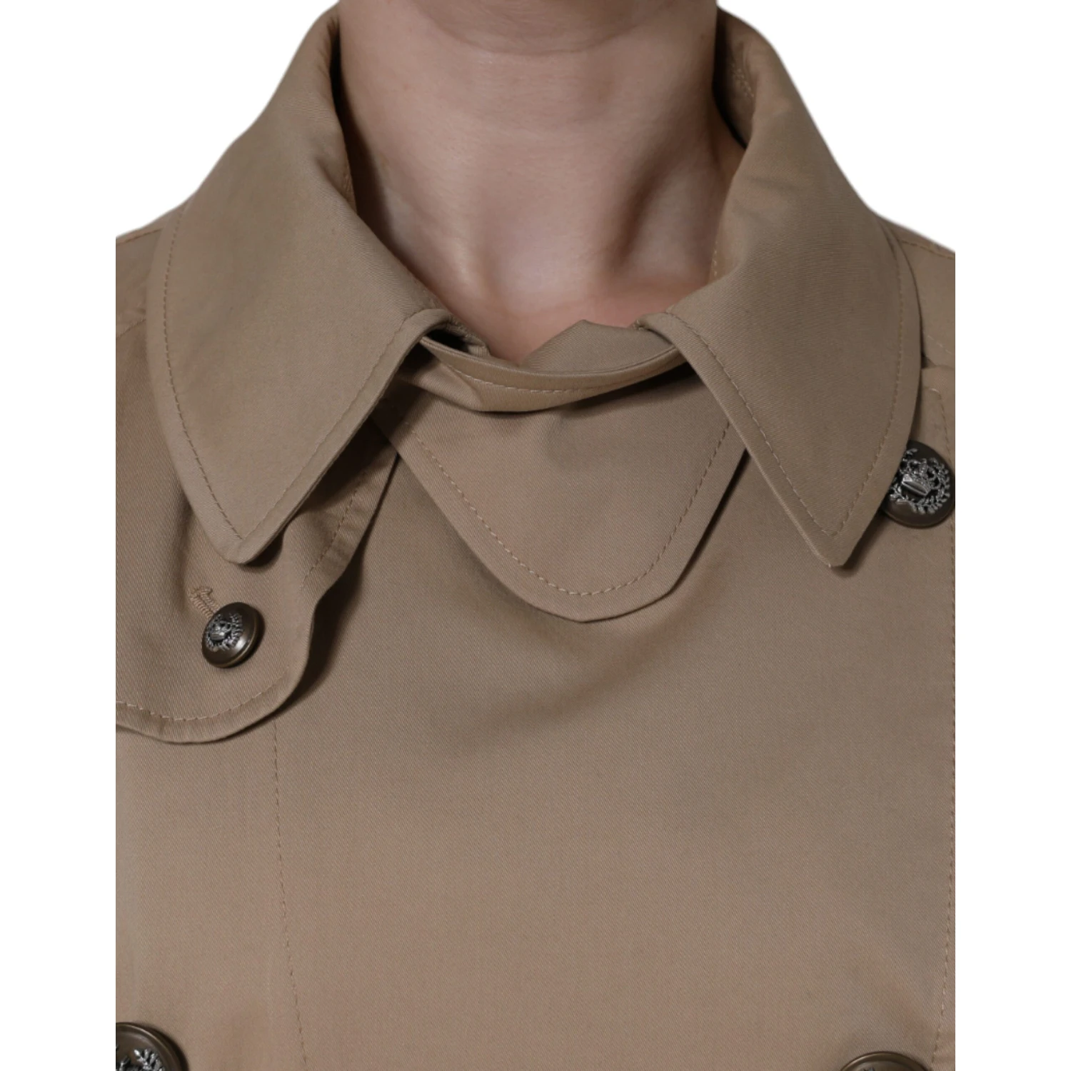 Khaki Double Breasted Trench Coat Jacket
