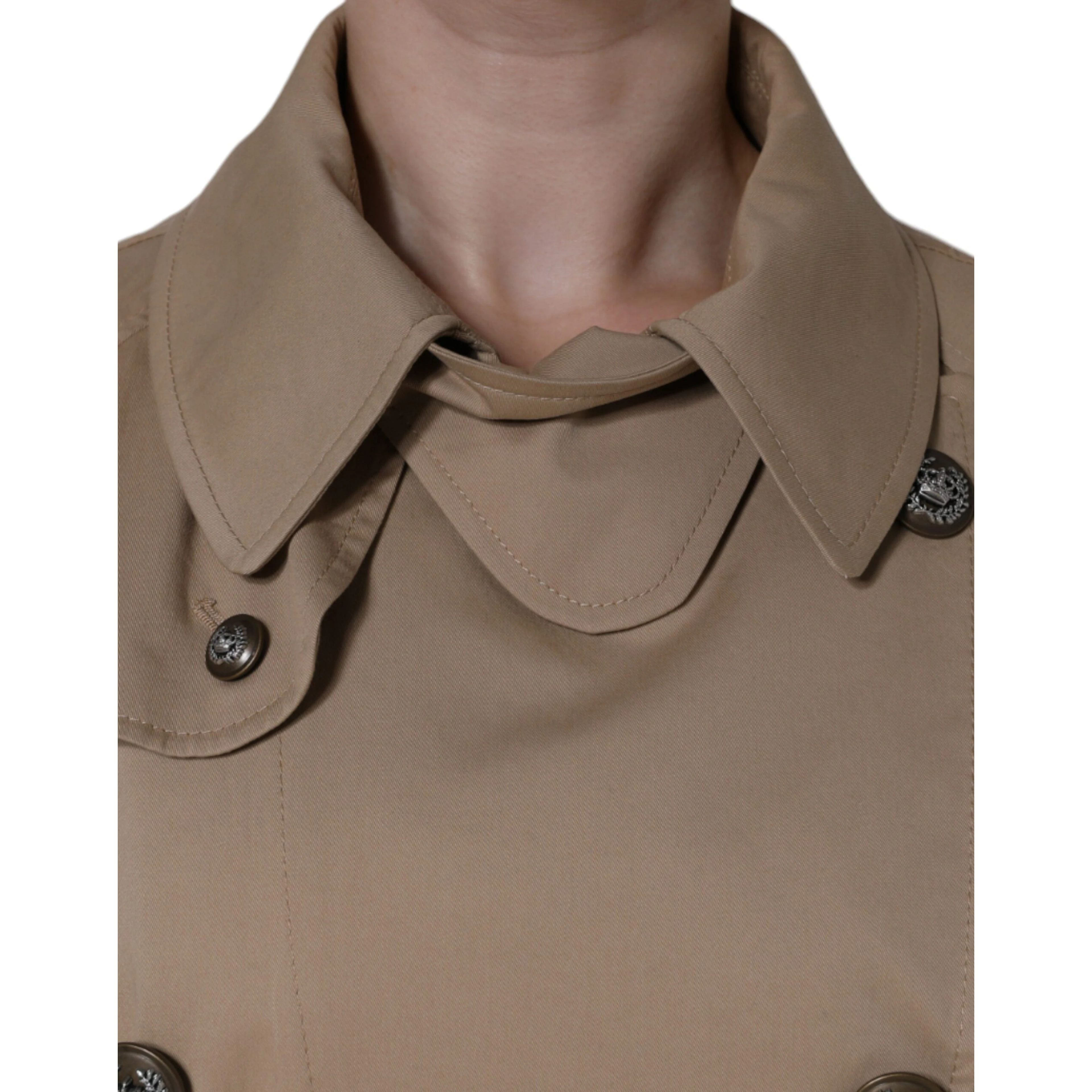 Khaki Double Breasted Trench Coat Jacket