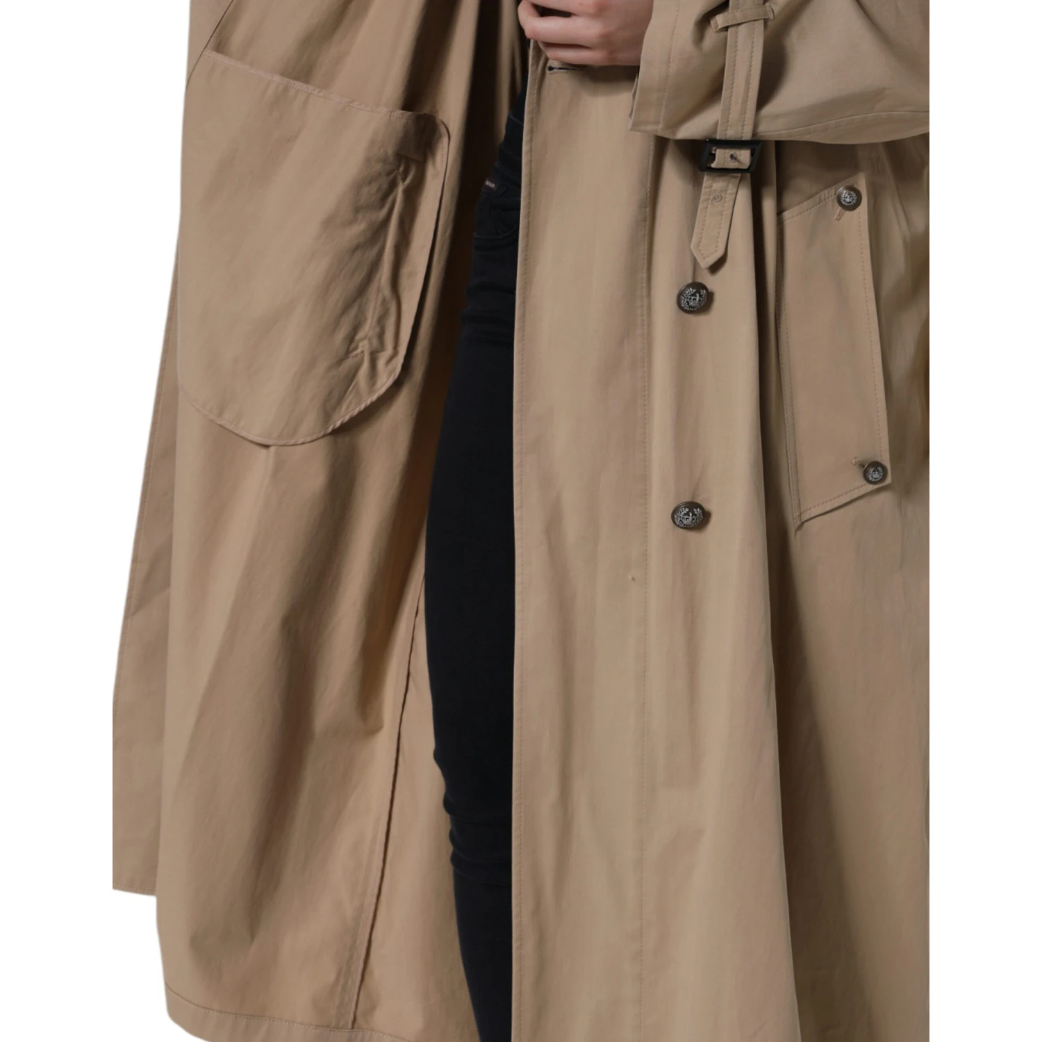 Khaki Double Breasted Trench Coat Jacket
