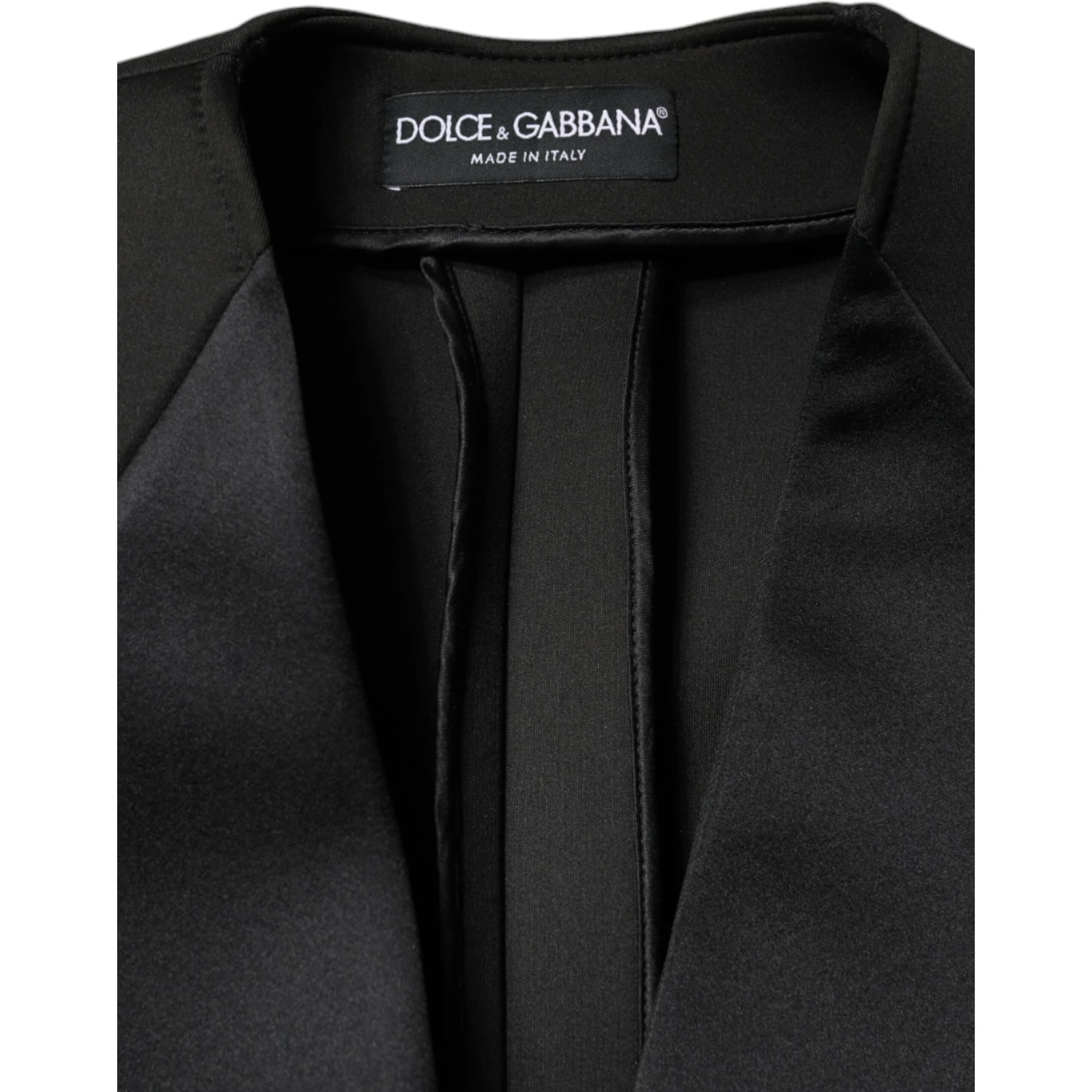 Black Polyester Double Breasted Coat Jacket