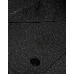 Black Polyester Double Breasted Coat Jacket