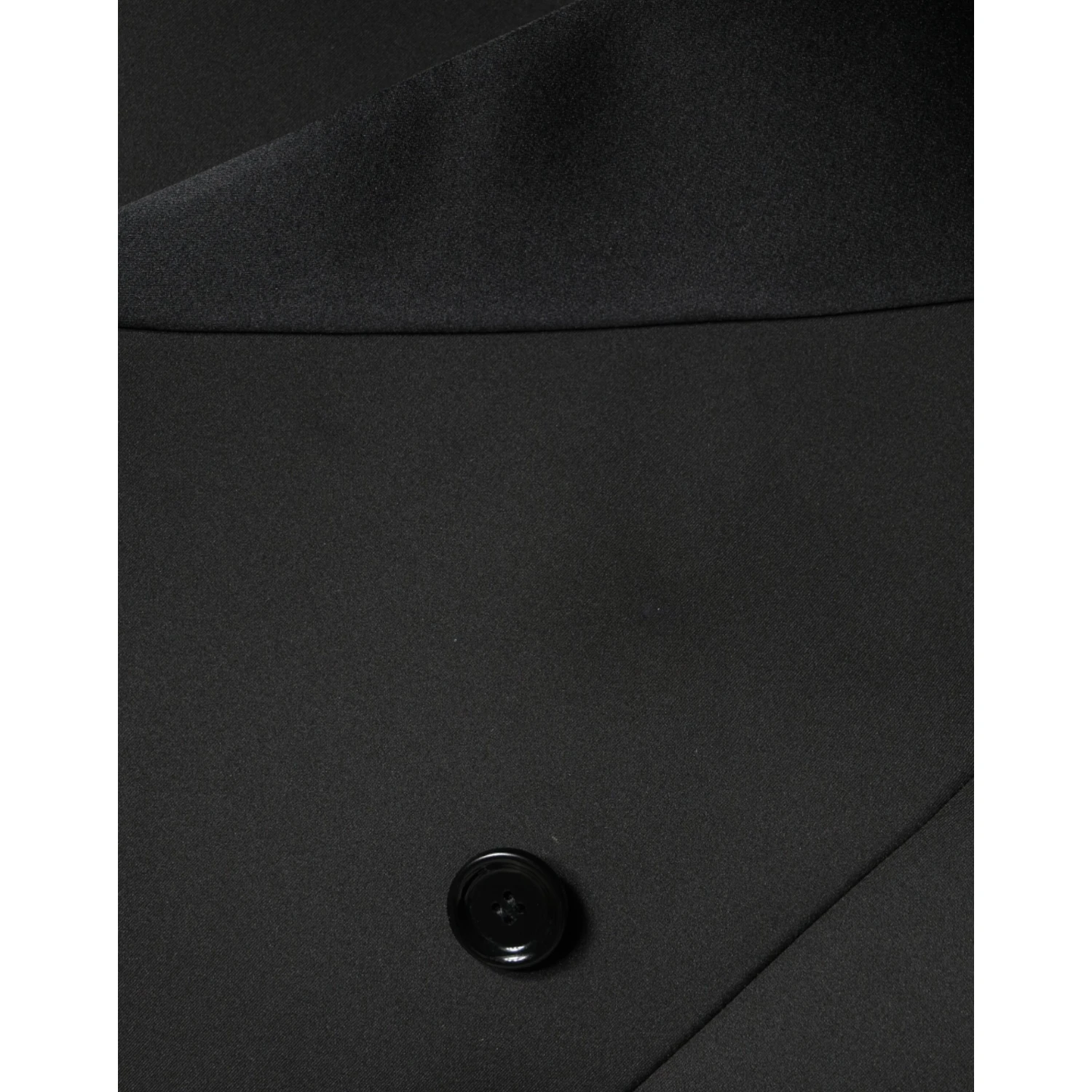 Black Polyester Double Breasted Coat Jacket