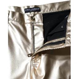 Metallic Gold Polyester Tapered Pants
