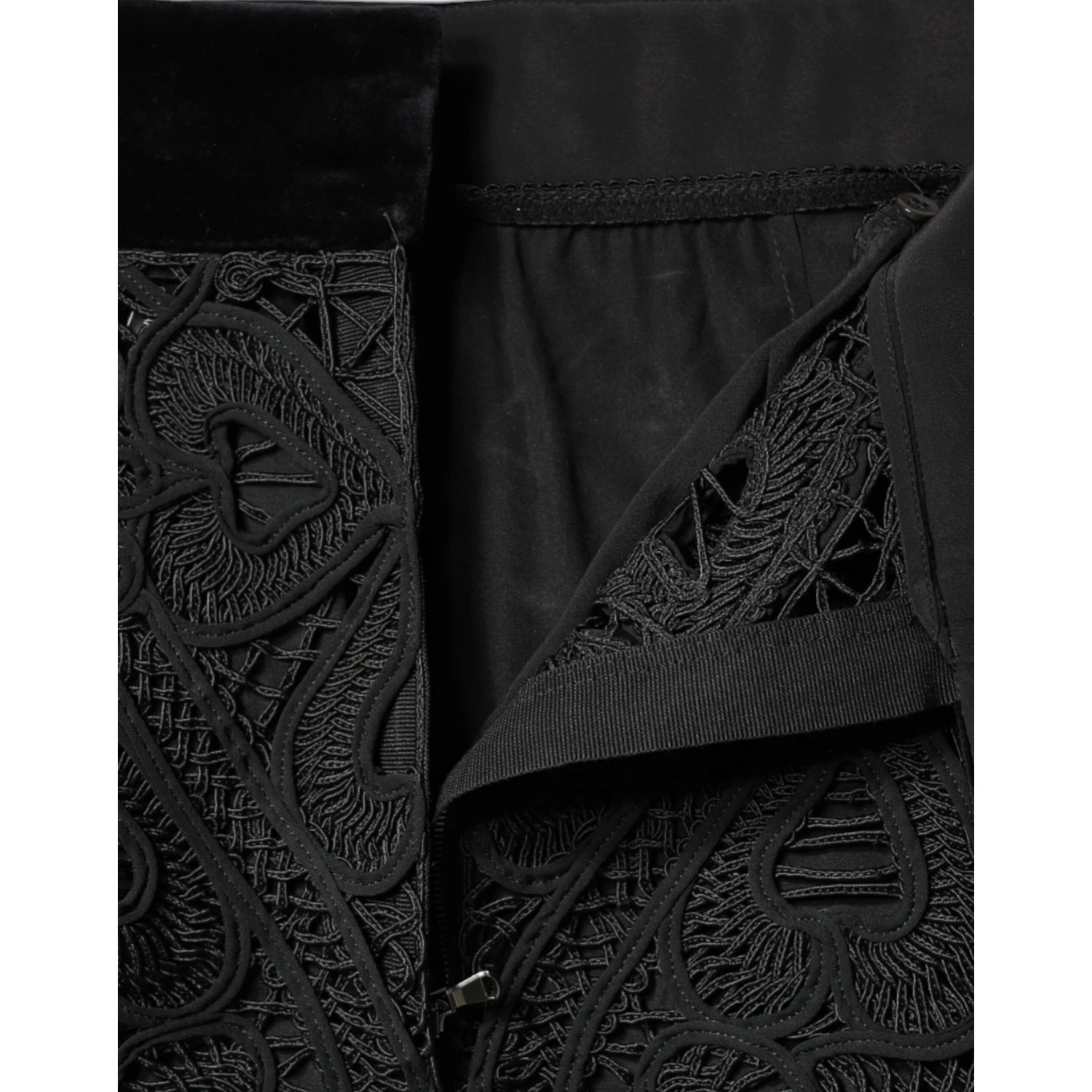 Black Floral Lace High Waist Pencil Cut Skirt
