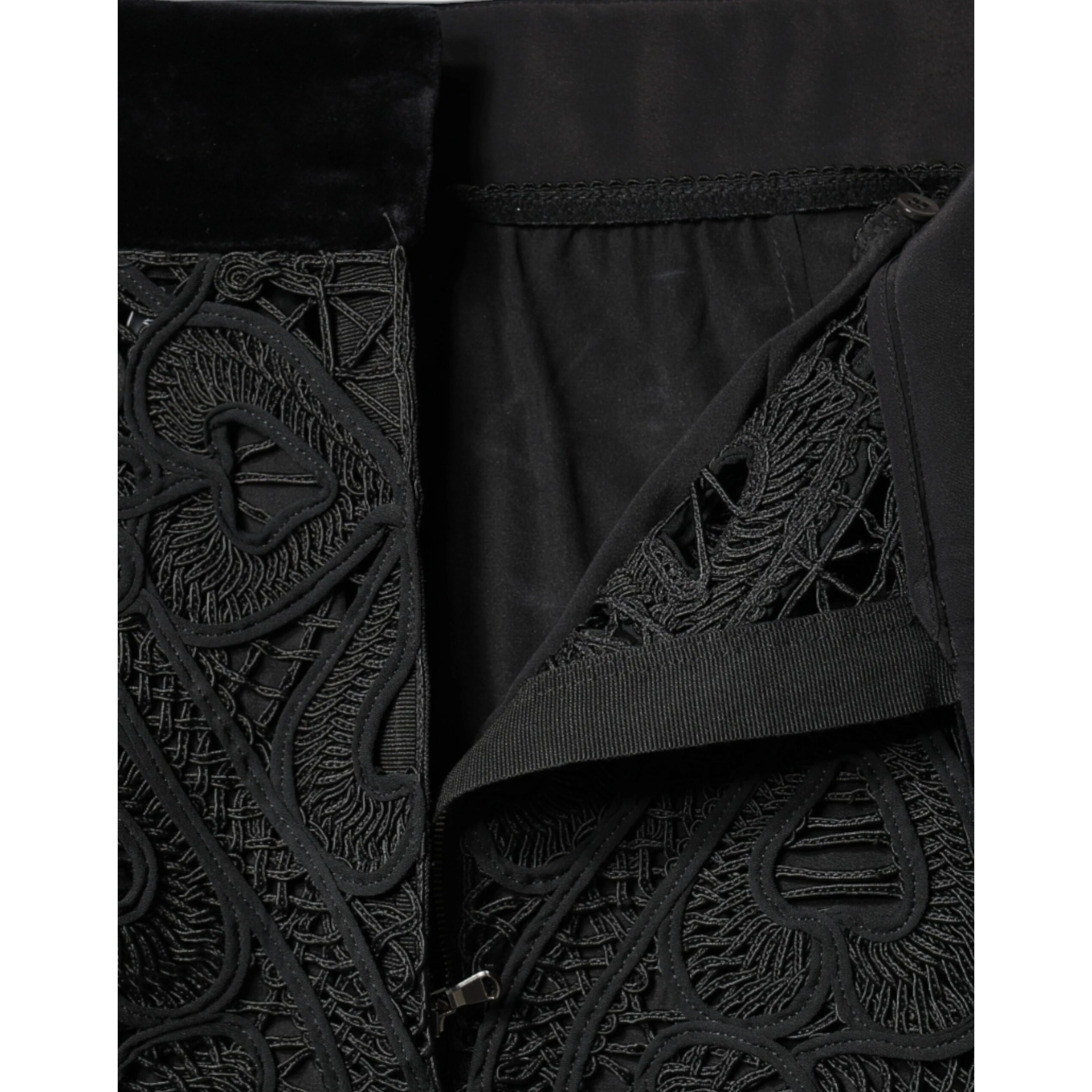 Black Floral Lace High Waist Pencil Cut Skirt