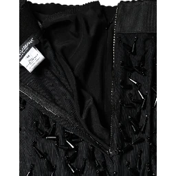 Black Embellished Pencil Cut Midi Skirt