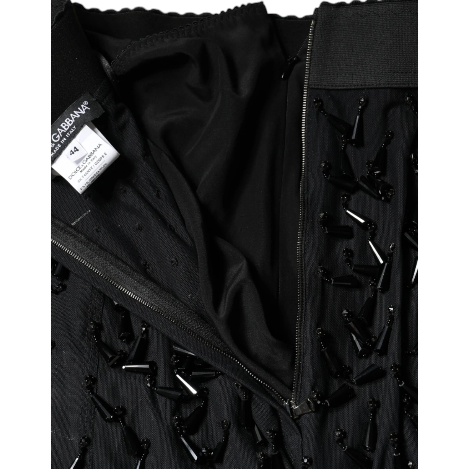 Black Embellished Pencil Cut Midi Skirt