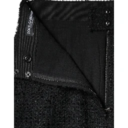 Black Virgin Wool Pencil Cut Midi Skirt