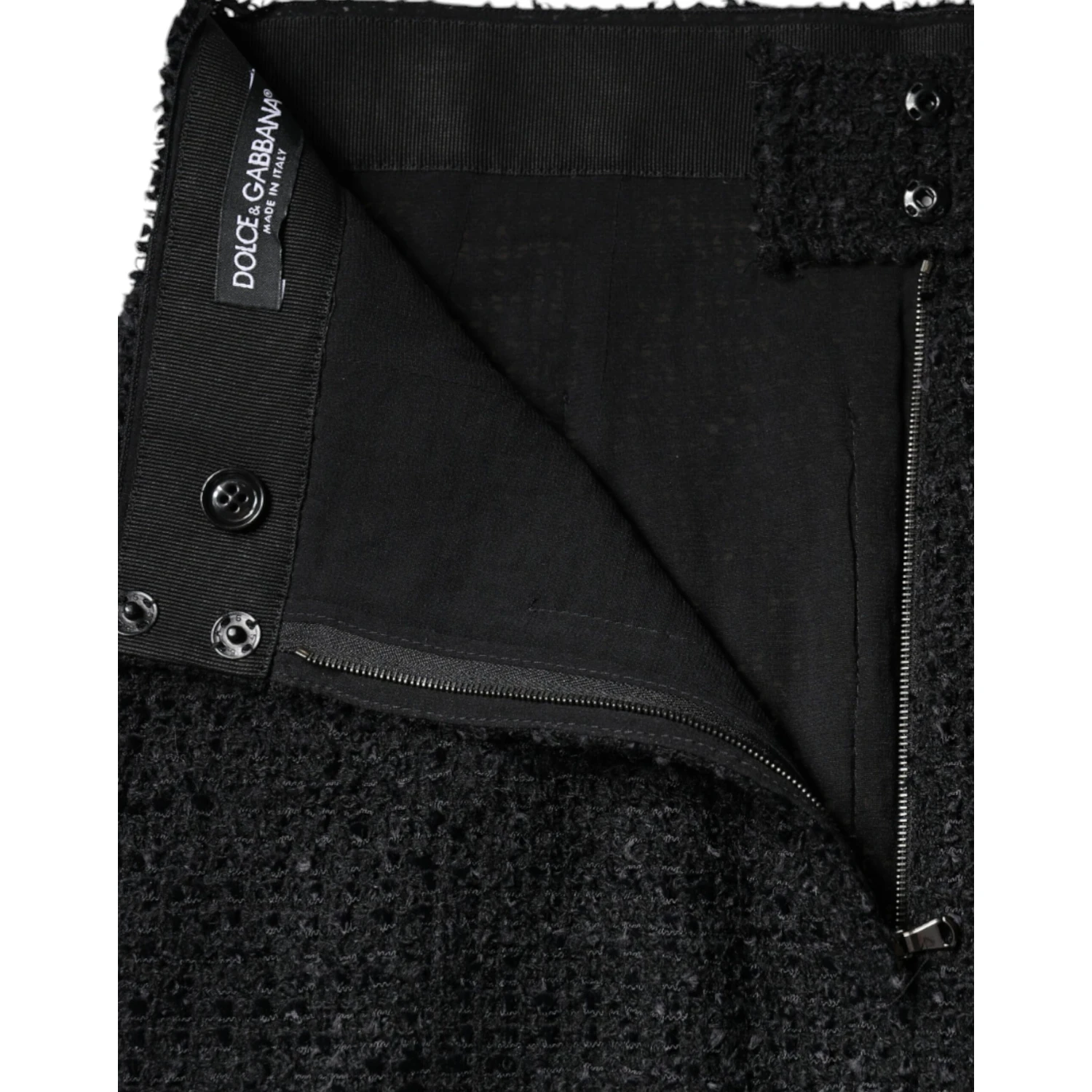 Black Virgin Wool Pencil Cut Midi Skirt