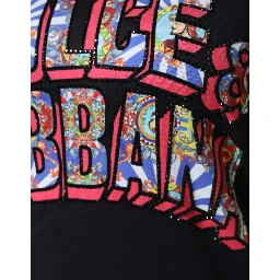 Black Cotton Logo Print Round Neck T-shirt