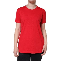 Red Cotton Crew Neck Short Sleeve Tee T-shirt