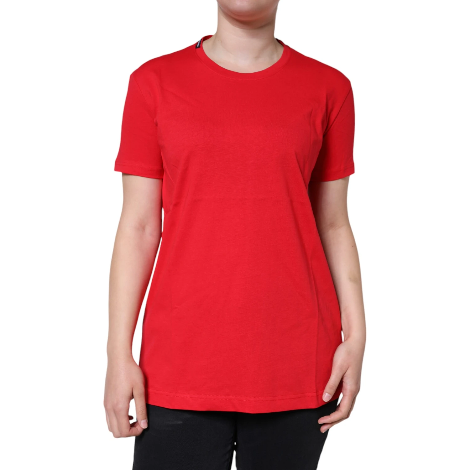 Red Cotton Crew Neck Short Sleeve Tee T-shirt