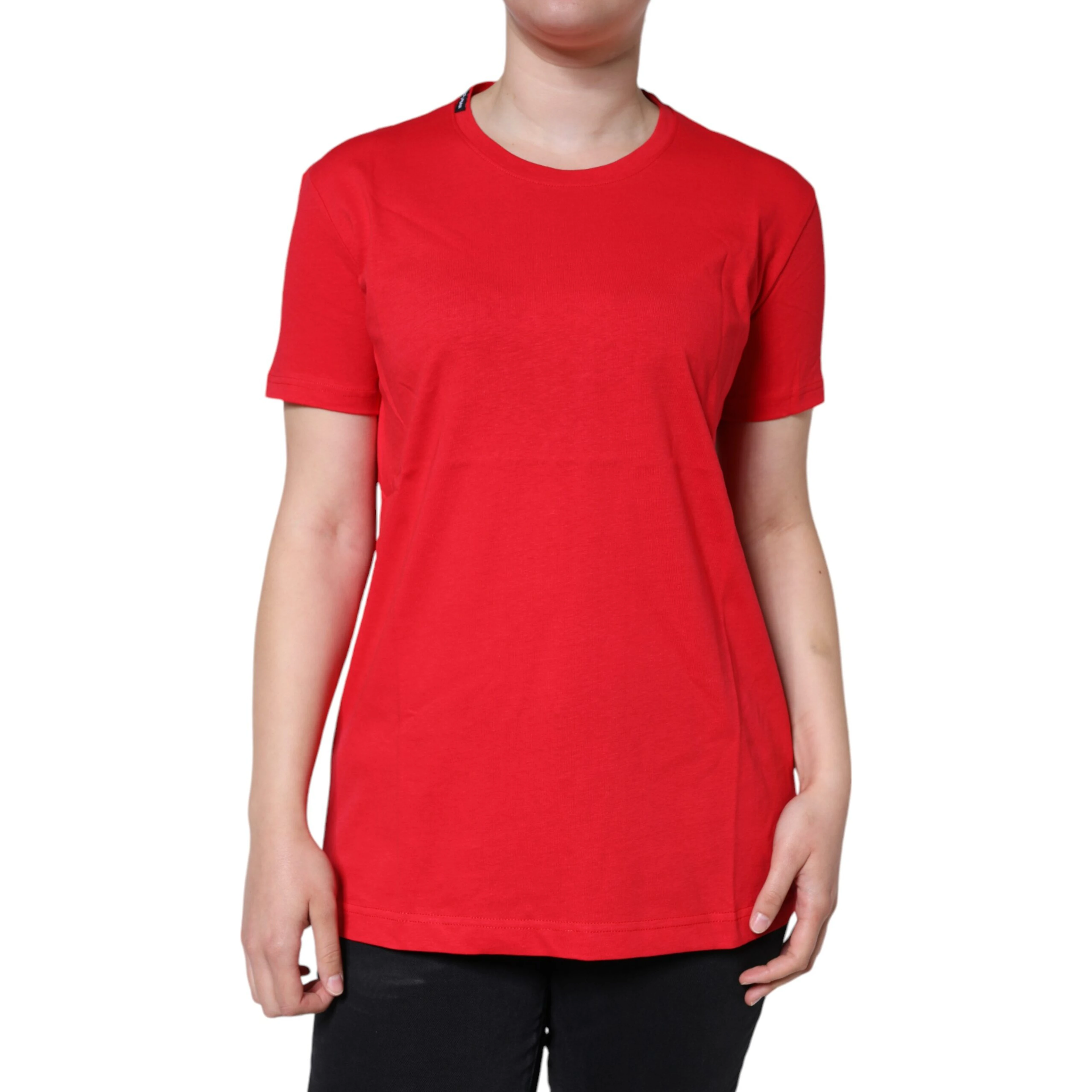 Red Cotton Crew Neck Short Sleeve Tee T-shirt
